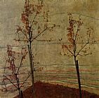 Egon Schiele Autumn Trees painting